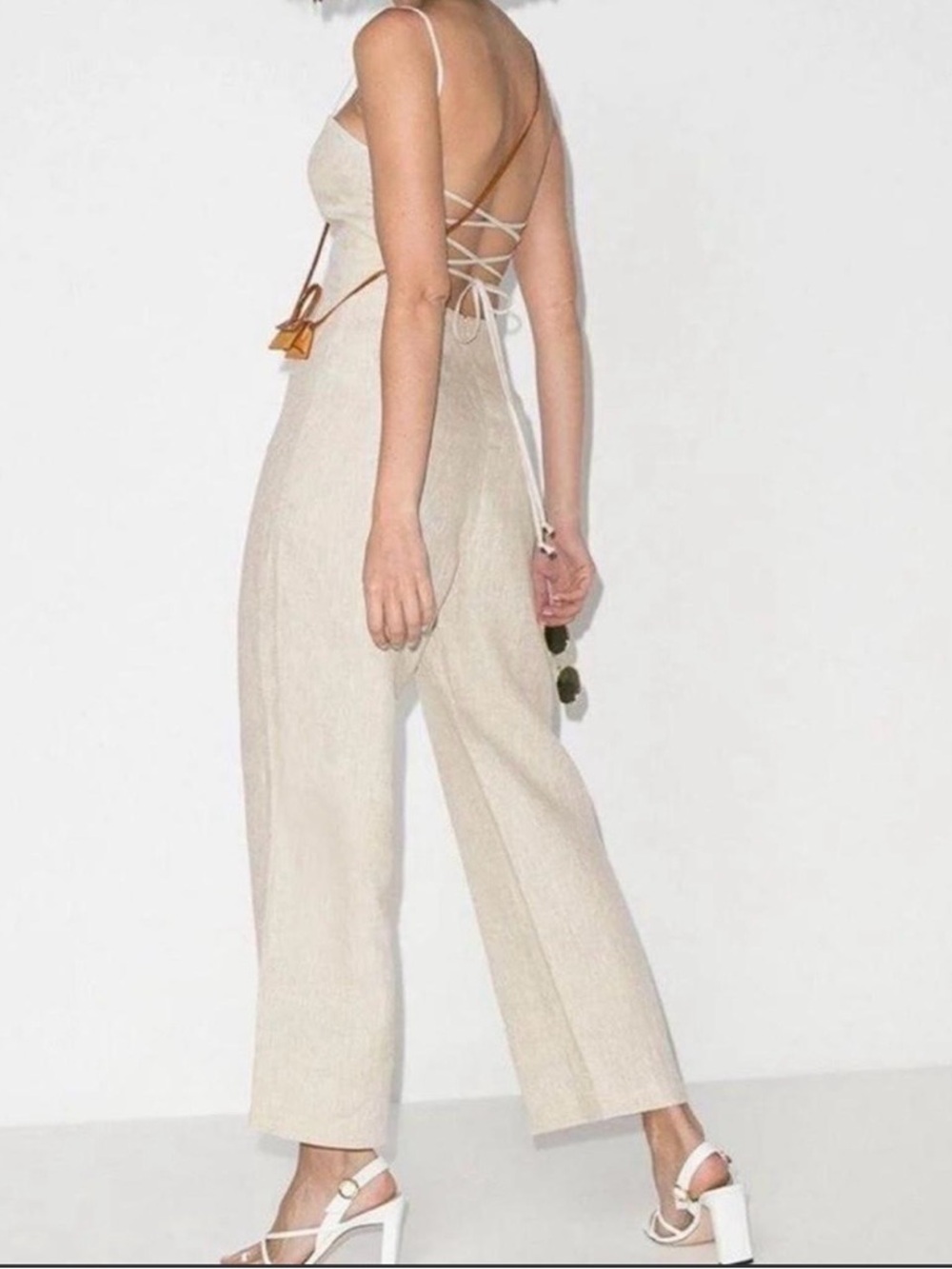 NWOT Reformation 100% Linen Jumpsuit in Oatmeal Size 4 - Picture 2 of 7